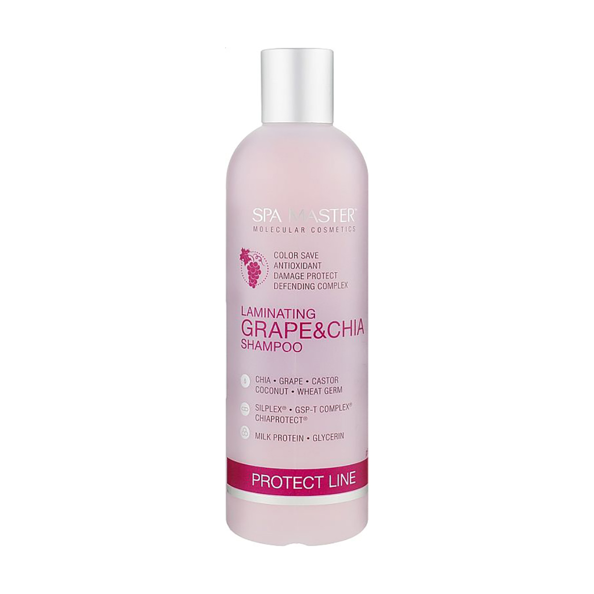 Ламінувальний шампунь Spa Master Protect Line Laminating Grape &amp; Chia Shampoo для захисту кольору волосся, з виноградом та чіа, 330 мл